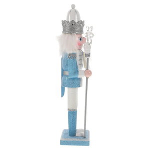 12 inches, Shimmer White & Blue Snowflake Nutcracker Self Standing Christmas Table Décor - Little Surprise Box12 inches, Shimmer White & Blue Snowflake Nutcracker Self Standing Christmas Table Décor