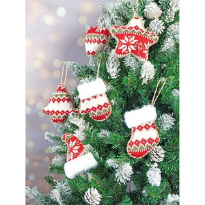 12 pcs Red Knitted Snowflakes themed Christmas Tree Ornaments - XMAS TREE ORNAMENTS