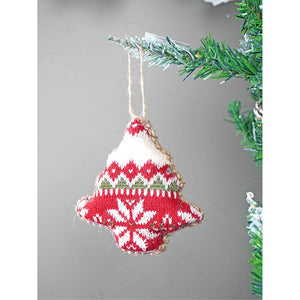 12 pcs Red Knitted Snowflakes themed Christmas Tree Ornaments - XMAS TREE ORNAMENTS