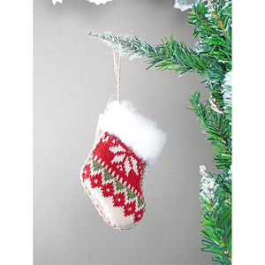 12 pcs Red Knitted Snowflakes themed Christmas Tree Ornaments - XMAS TREE ORNAMENTS