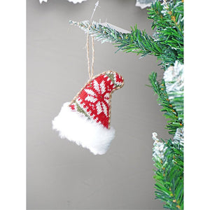 12 pcs Red Knitted Snowflakes themed Christmas Tree Ornaments - XMAS TREE ORNAMENTS