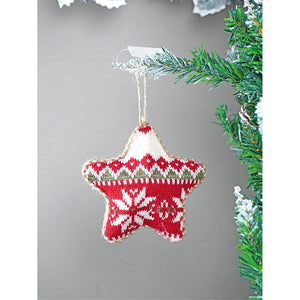 12 pcs Red Knitted Snowflakes themed Christmas Tree Ornaments - XMAS TREE ORNAMENTS