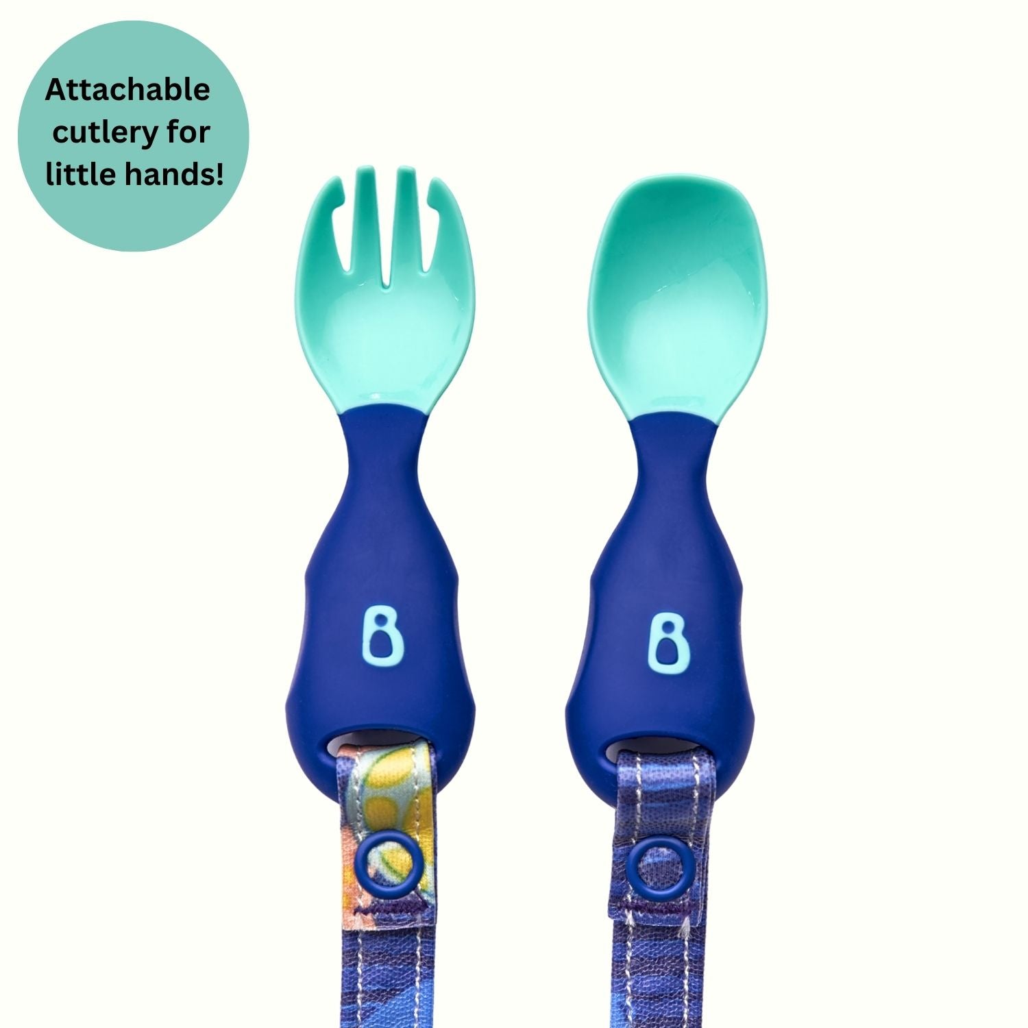 Bibado Handi Cutlery- Attachable Weaning Cutlery Set Oceans of Fun Dark Blue