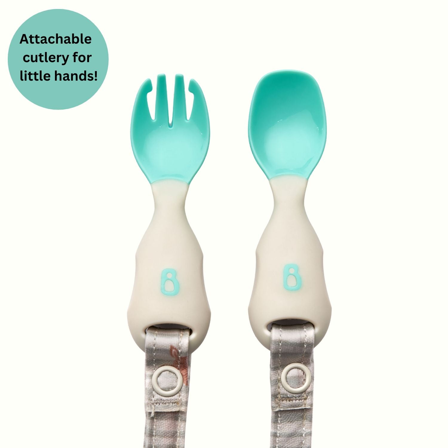 Bibado Handi Cutlery- Attachable Weaning Cutlery Set Woodland Friends Grey