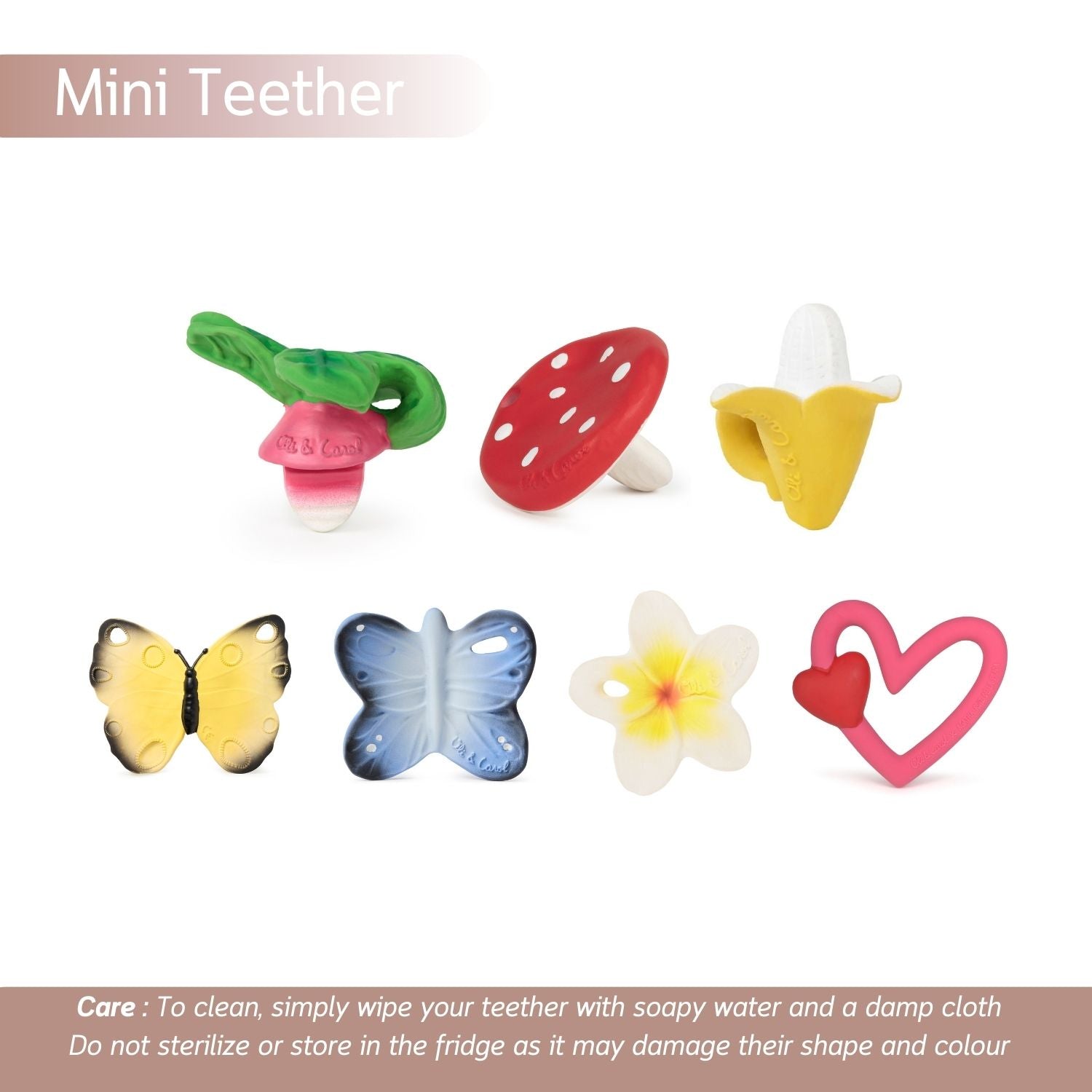 Oli & Carol Spot The Mushroom Natural Rubber Teether