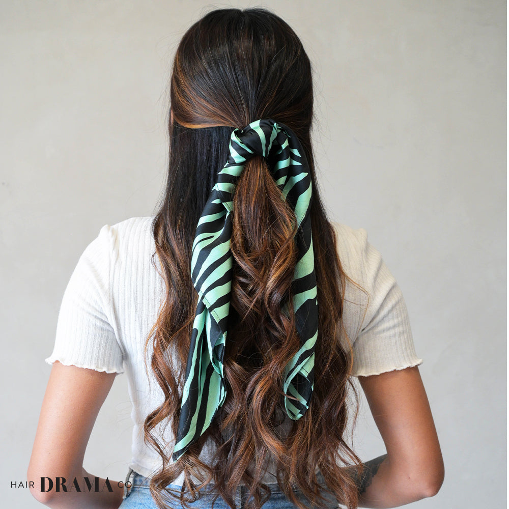 Hair Drama Co Zebra Patterned Scarf - Green