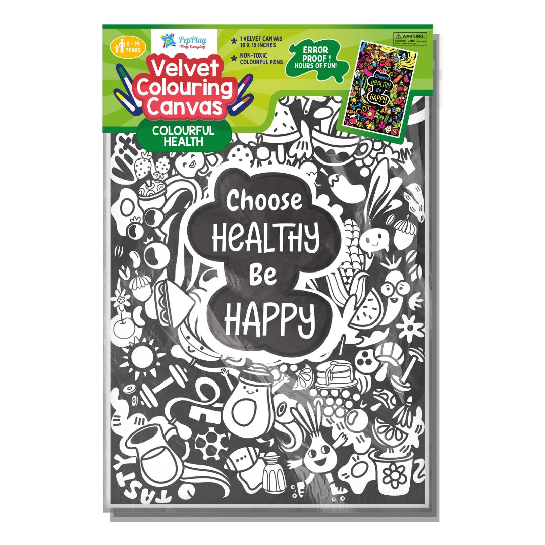 Pepplay Velvet Colouring Card Canvas- Colourful Health