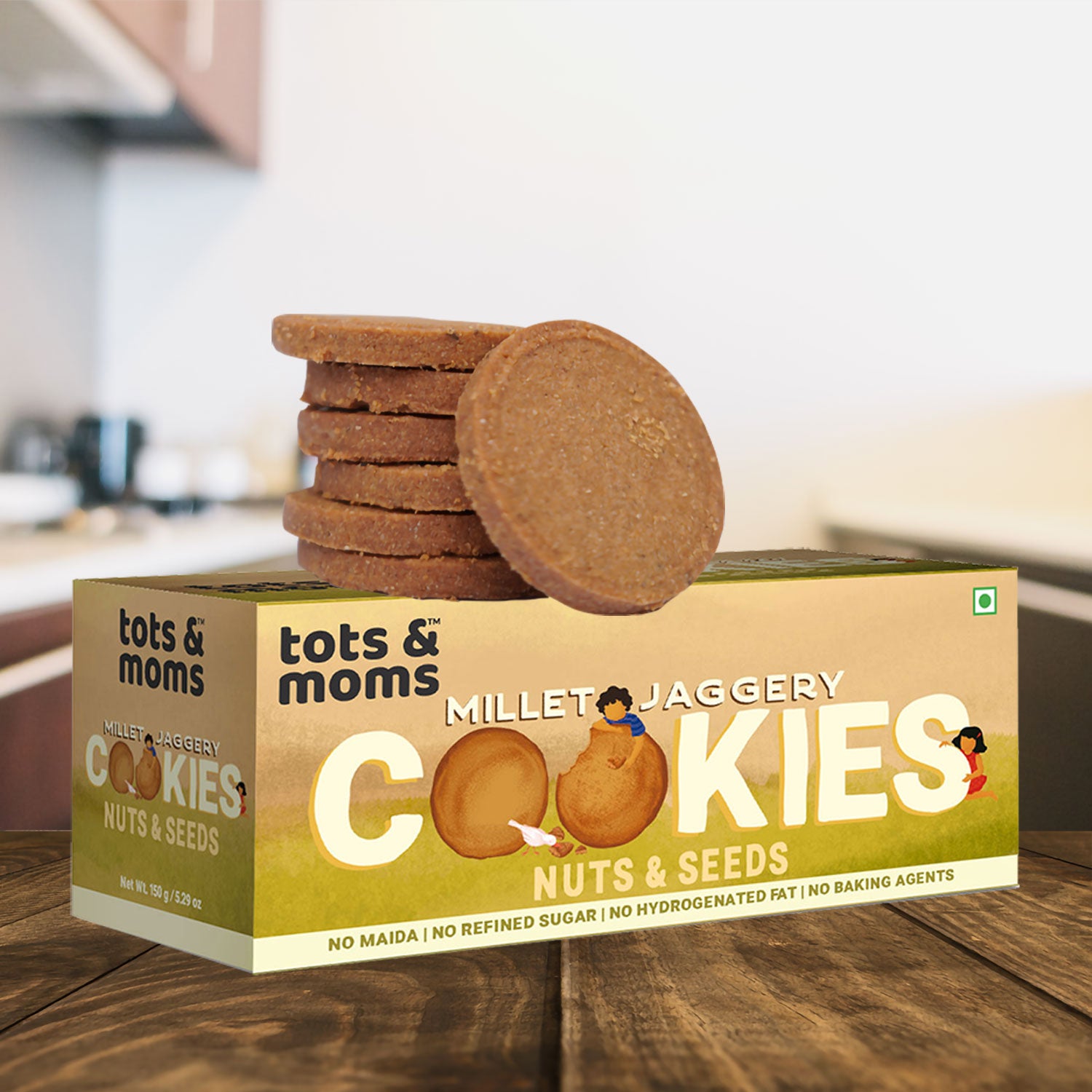 Tots & Moms Millet & Jaggery Cookies - Nuts & Seeds | 150g
