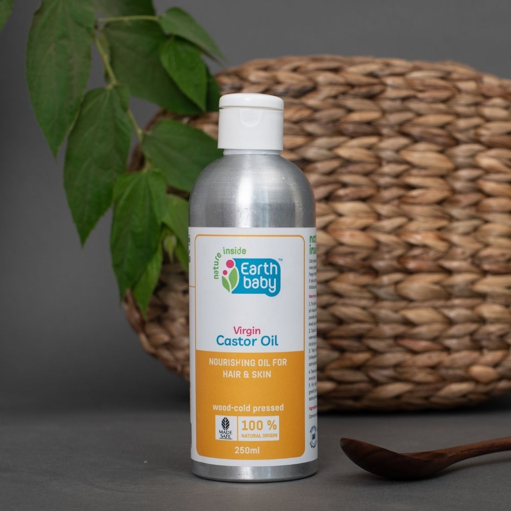 EarthBaby 100% Natural Origin Cold Pressed Castor Oil for hair growth and body massage (250 ml)