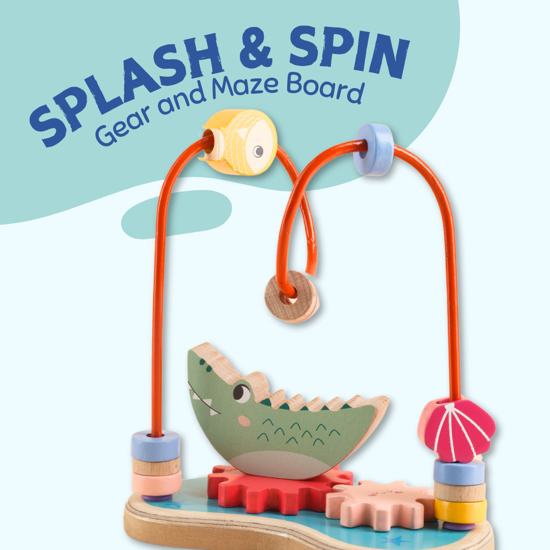 Cots and Cuddles Wooden Splash & Spin Gear and Maze Board