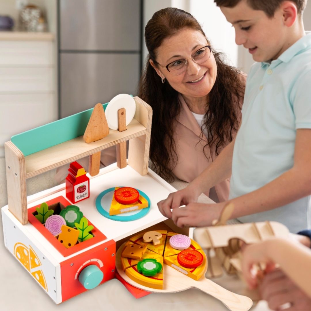 Cots & Cuddles Wooden Pizza Making Toy for Kids