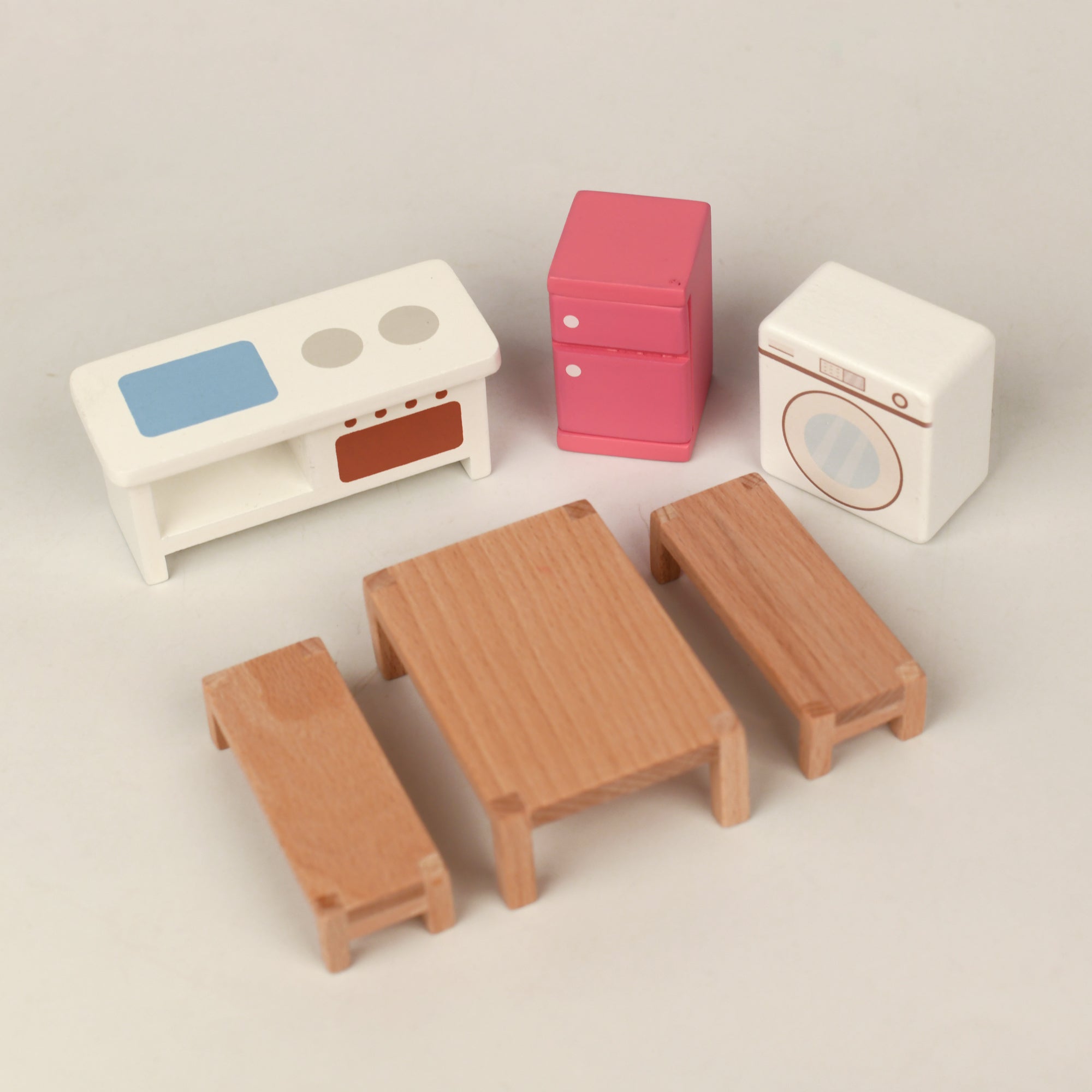 Playbox Wooden Doll House Furniture Play Toy Set | Pretend Play Toddler & Kids Baby Toys