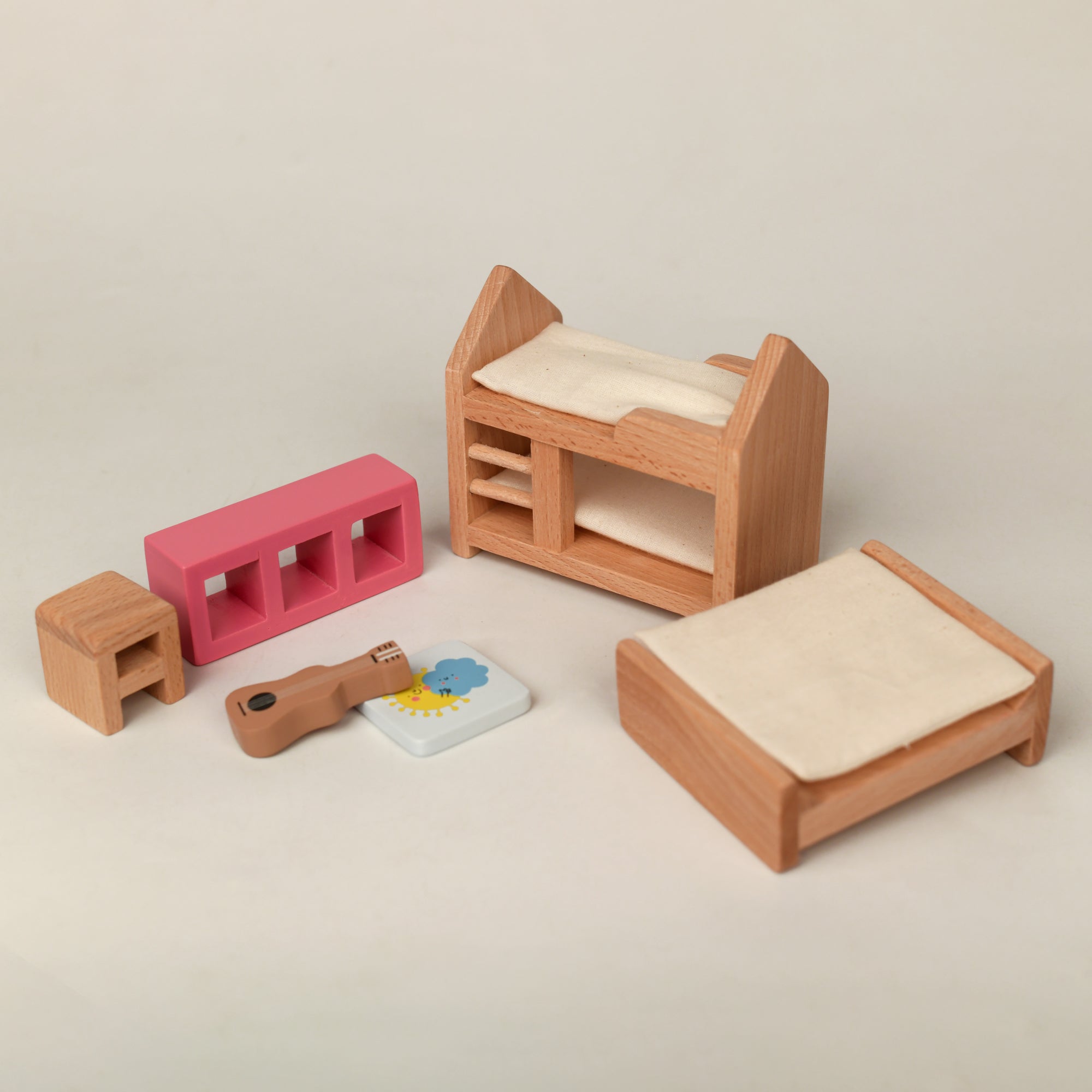 Playbox Wooden Doll House Furniture Play Toy Set | Pretend Play Toddler & Kids Baby Toys