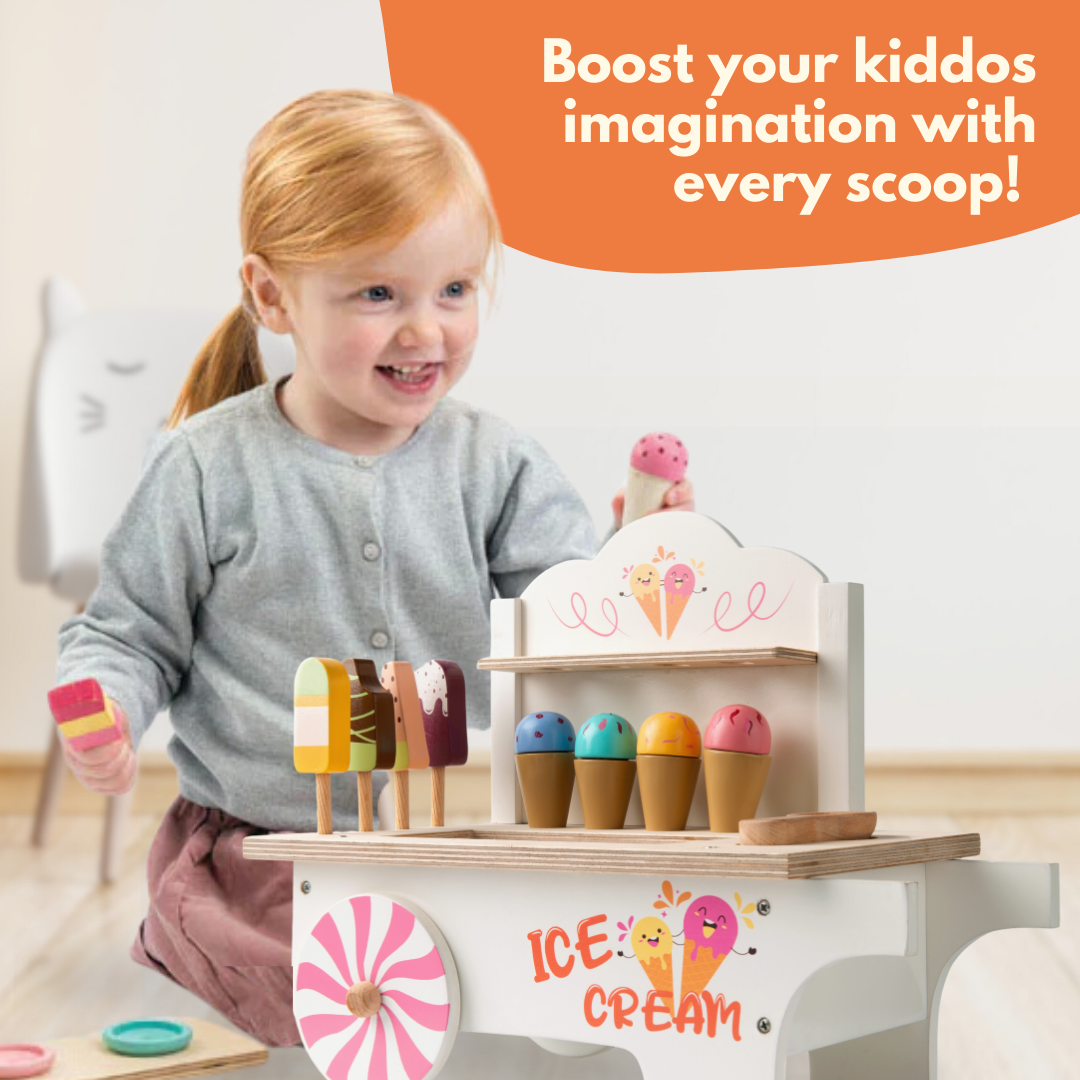 Cots and Cuddles Wooden Pretend Play Ice Cream Cart