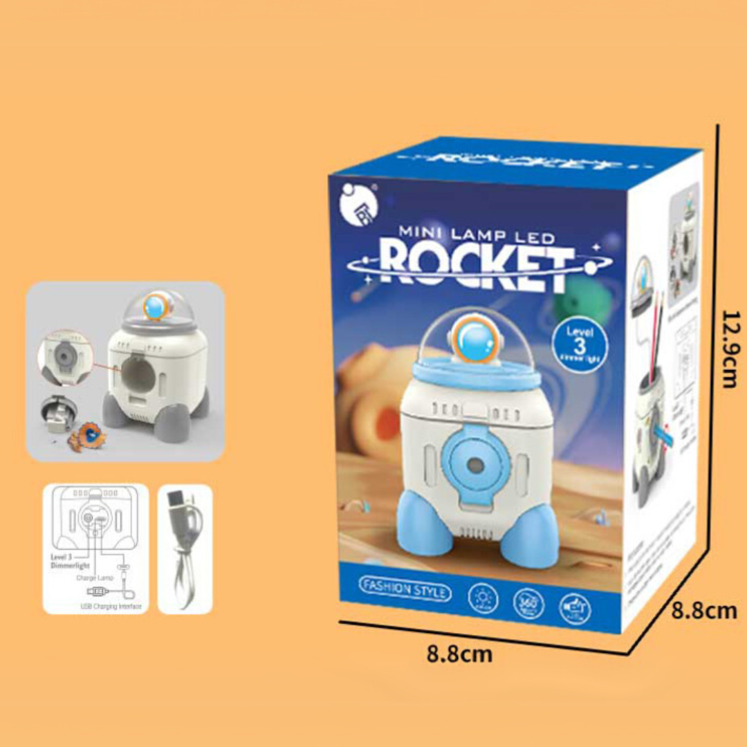 CuddleNest Cute Astronaut LED Desk Lamp – Flexible Gooseneck, USB Rechargeable & Pencil Sharpener