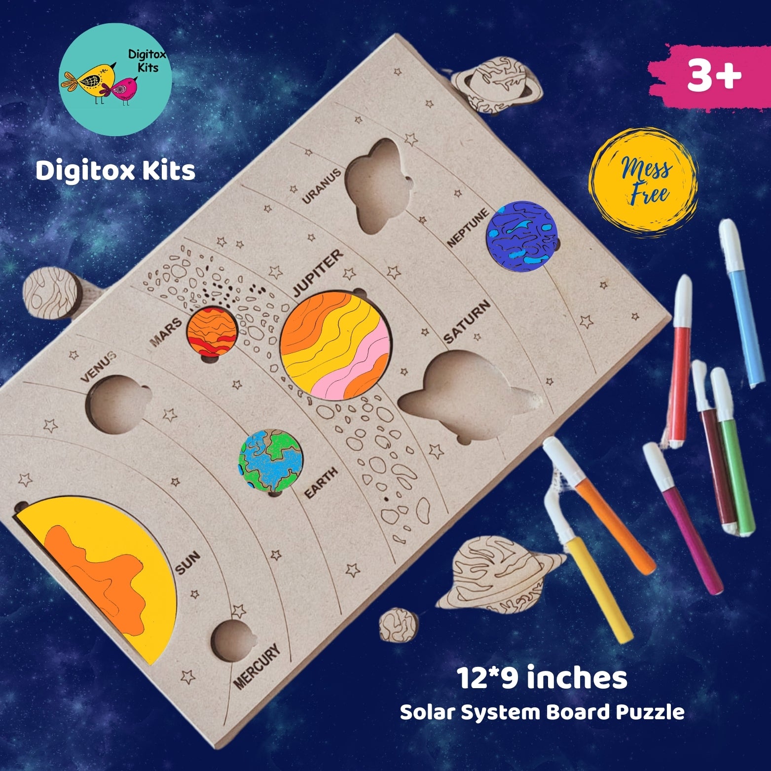 Digitox Wooden Solar System Puzzle Board