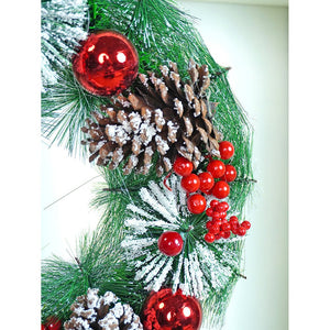 15 inches Big Frosty Pinecone Artificial Christmas wreath for Door Wall & Christmas Décor - Christmas