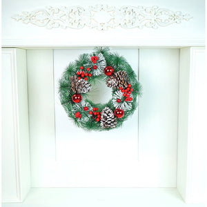15 inches Big Frosty Pinecone Artificial Christmas wreath for Door Wall & Christmas Décor - Christmas