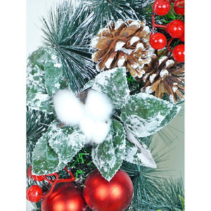 15 inches Checkered Bow Cotton buds and bushy Florals artificial christmas Wreath & Christmas door Décor - Christmas