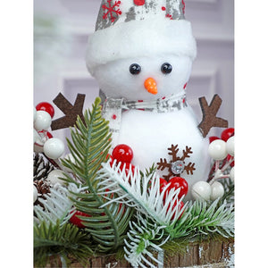 15 inches, Snowman with Big Rectangular Wooden Log Christmas Table Décor and Christmas Gift for Kids & Adults - Christmas