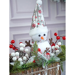 15 inches, Snowman with Big Rectangular Wooden Log Christmas Table Décor and Christmas Gift for Kids & Adults - Christmas
