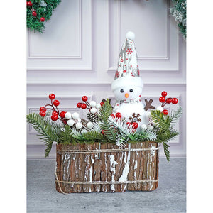 15 inches, Snowman with Big Rectangular Wooden Log Christmas Table Décor and Christmas Gift for Kids & Adults - Christmas