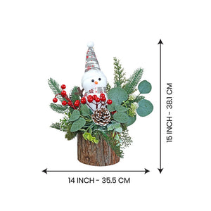 15 inches Snowman with Wood Christmas Table Décor and Christmas Gift for Kids & Adults - Christmas