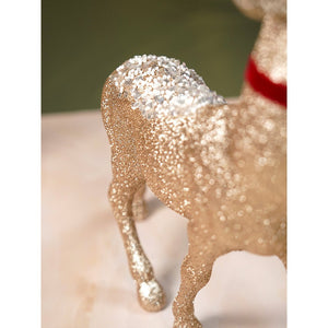 15 inches White Sequence Gold Reindeer Christmas Décor and Decoration - Christmas