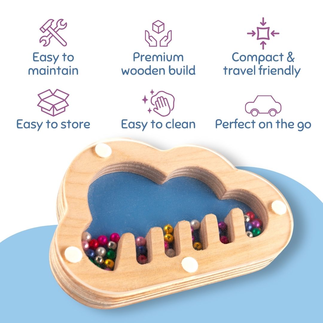 Cots and Cuddles Wooden Cloud Shape Rattle for Kids