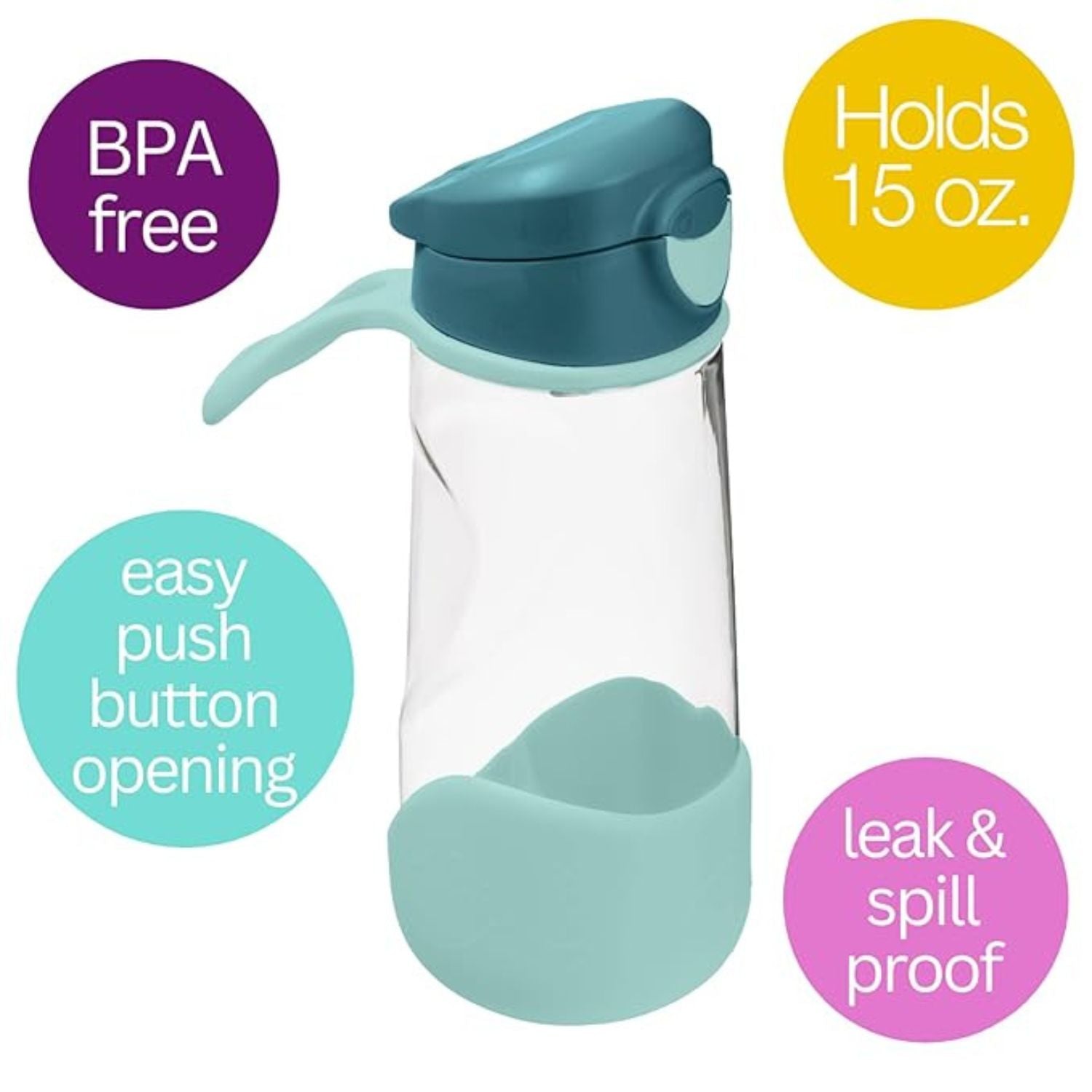 b.box Tritan Sport Spout Drink Bottle 450ml Emerald Forest Green