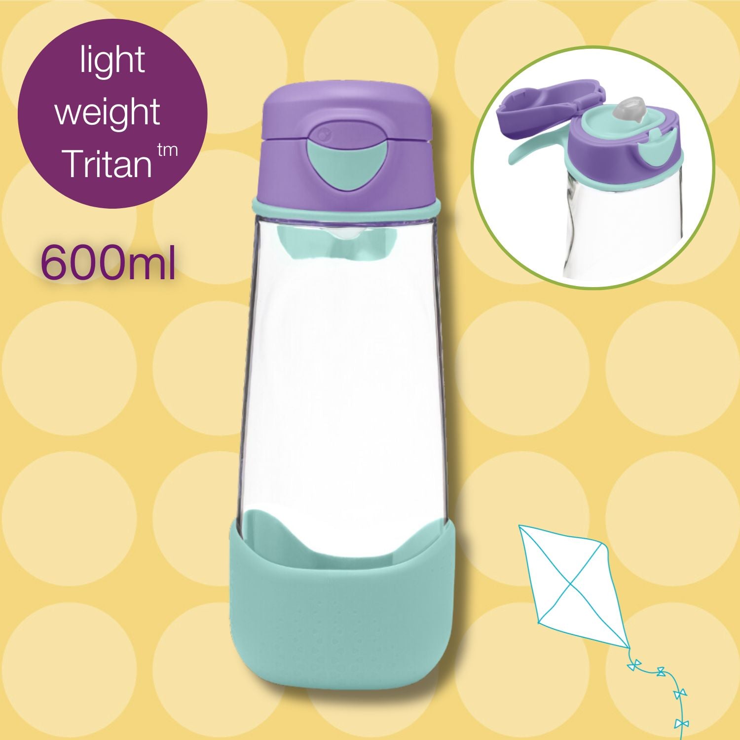 b.box Tritan Sport Spout Drink Bottle 600ml Lilac Pop Purple