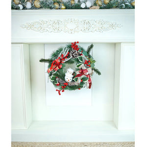 16 inches Double Bow Snowman Face Artificial Christmas wreath for Door Wall & Christmas Décor - Christmas