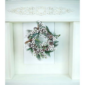 16 inches White Berries Artificial Christmas wreath for Door Wall & Christmas Décor - Christmas