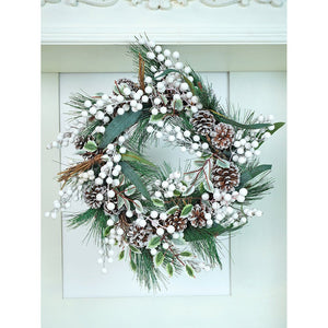 16 inches White Berries Artificial Christmas wreath for Door Wall & Christmas Décor - Christmas