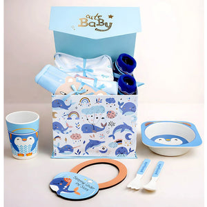 16 pcs Blue Whale Newborn Hamper/Gift Box for Baby, 0 - 6 months - Baby Gifting
