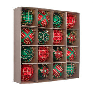 16 pcs Box Set, Christmas Ball Ornaments XMas Tree Hanging Decorations, Red, Green & Gold christmas Balls. - Christmas
