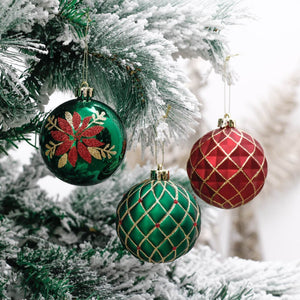 16 pcs Box Set, Christmas Ball Ornaments XMas Tree Hanging Decorations, Red, Green & Gold christmas Balls. - Christmas