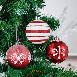 Christmas Ball Ornaments XMas Tree Hanging Decorations, Red & White christmas Balls, 16 pcs Box Set - Little Surprise BoxChristmas Ball Ornaments XMas Tree Hanging Decorations, Red & White christmas Balls, 16 pcs Box Set