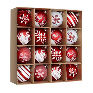 Christmas Ball Ornaments XMas Tree Hanging Decorations, Red & White christmas Balls, 16 pcs Box Set - Little Surprise BoxChristmas Ball Ornaments XMas Tree Hanging Decorations, Red & White christmas Balls, 16 pcs Box Set