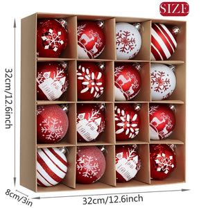 Christmas Ball Ornaments XMas Tree Hanging Decorations, Red & White christmas Balls, 16 pcs Box Set - Little Surprise BoxChristmas Ball Ornaments XMas Tree Hanging Decorations, Red & White christmas Balls, 16 pcs Box Set