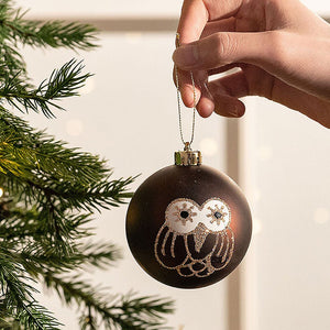 16 pcs Maroon & Brown Woodland Owl themed Christmas Balls Tree hanging Ornaments Xmas Decoration set - Christmas