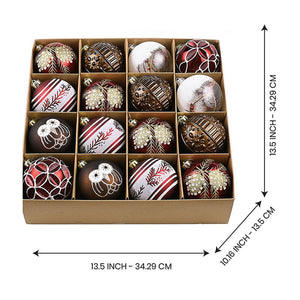 16 pcs Maroon & Brown Woodland Owl themed Christmas Balls Tree hanging Ornaments Xmas Decoration set - Christmas