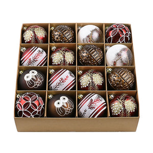 16 pcs Maroon & Brown Woodland Owl themed Christmas Balls Tree hanging Ornaments Xmas Decoration set - Christmas