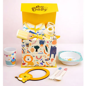 16 pcs Yellow King Lion Newborn Hamper/Gift Box for Baby Boy/Baby Girl, 0 - 6 months - Baby Gifting