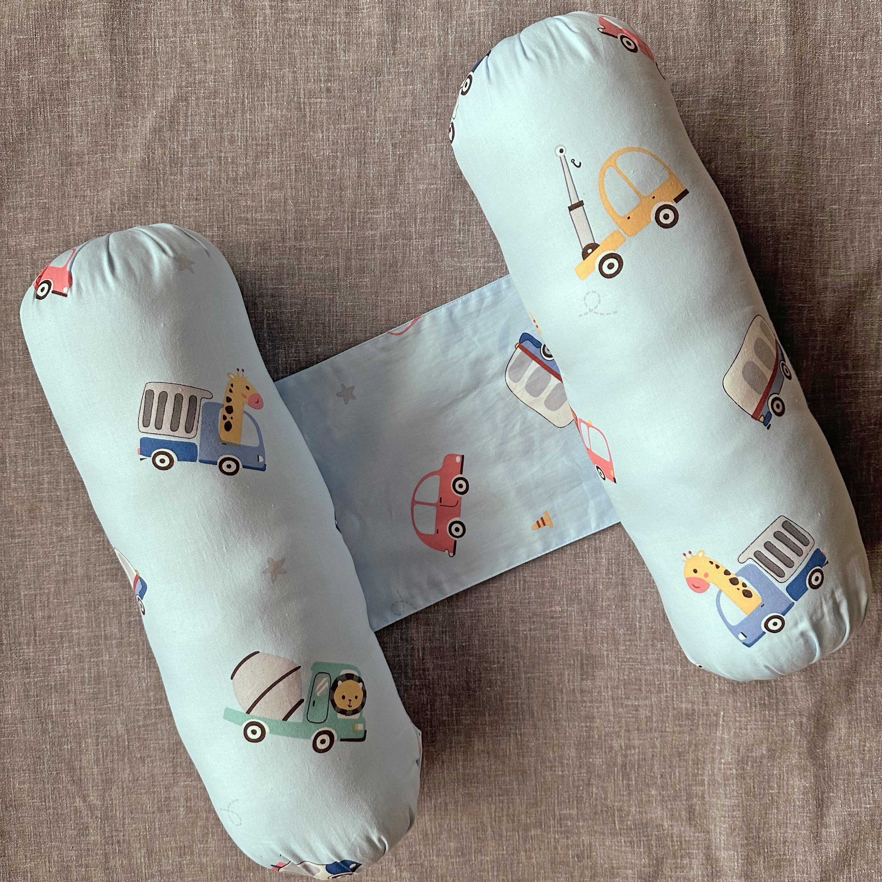 Oranges & Lemons | Anti Rolling Bolsters | Cotton Baby Pillow- Blue