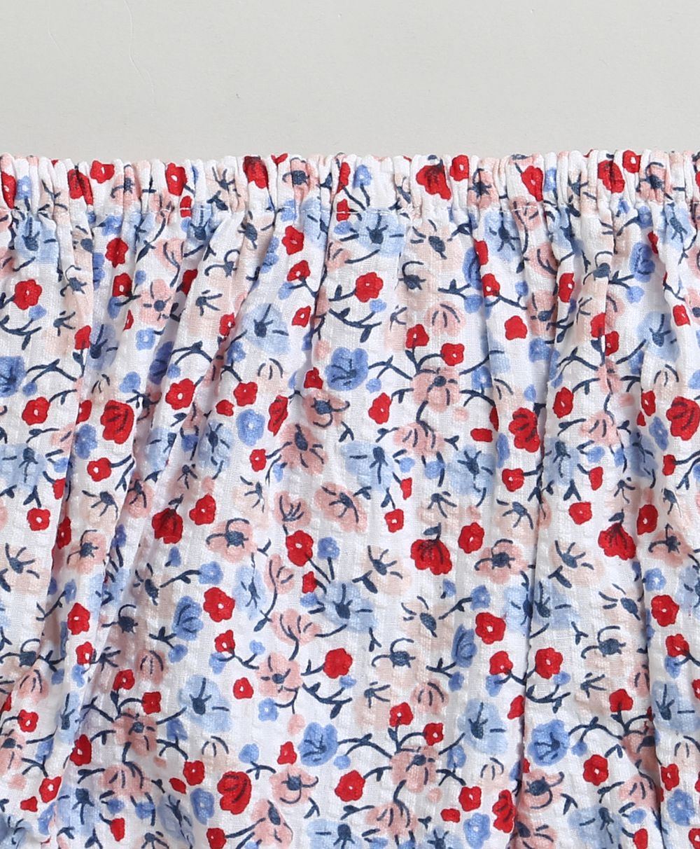 Sweetlime By AS Red & Blue Floral Print Organic Cotton Dress with a matching Bloomer.