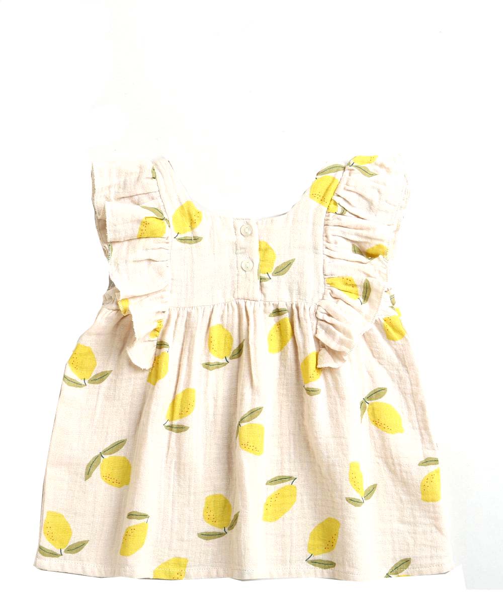 Sweetlime By AS Lemon Print Ruffle Organic Cotton Co-ord Set