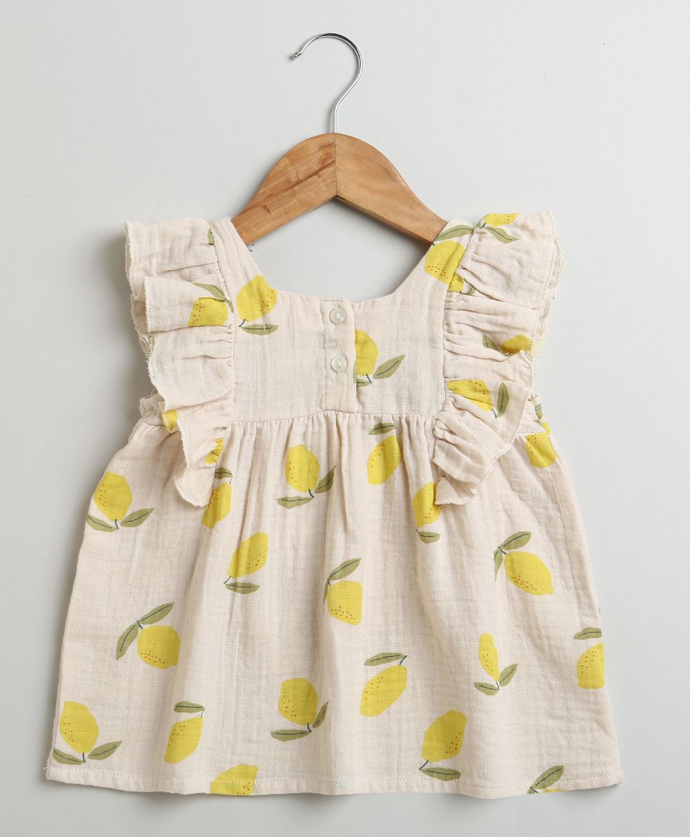 Sweetlime By AS Lemon Print Ruffle Organic Cotton Co-ord Set