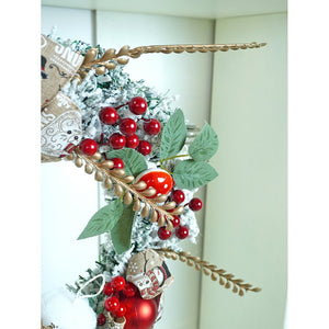17 inches White Bushy Christmas Wreath with Snowman Berries & Jute accents Christmas Wall and Door Décor - Christmas