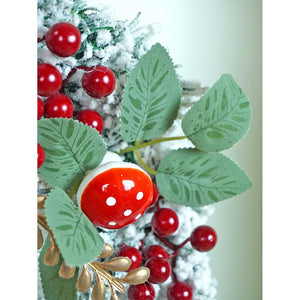 17 inches White Bushy Christmas Wreath with Snowman Berries & Jute accents Christmas Wall and Door Décor - Christmas